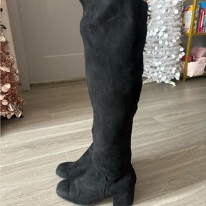 Over the Knee Black Boots | Suede | Size 10